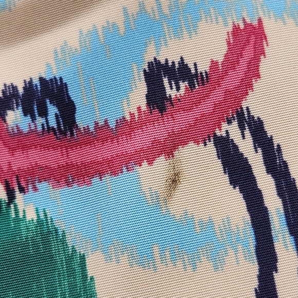 Gently Used Coach Signature Stripe Ikat Print Canvas Royal Blue Trimmed Tote Bag - Picture 8 of 16